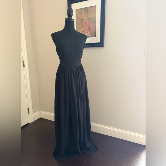 Lulus Luxe Favorite Black Strapless Ruched Maxi Dress Evening Gown Women’s XS - Picture 2 of 6